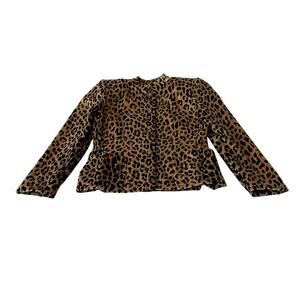 Kasper for A.S.L. Blazer Women's Sz 8 Animal Print Lined Pockets Button Front